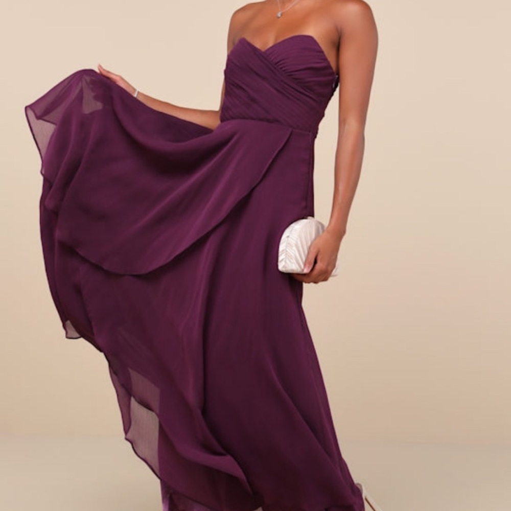 Lulu's Revered Elegance Pleated Strapless Maxi Dress